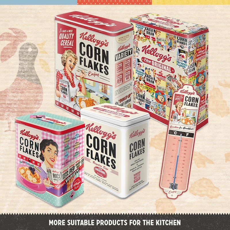 Nostalgic Art Nostalgic-Art Retro storage tin box L, 101.4 oz, Kellogg's â€“ Corn Flakes Retro Package â€“ Gift idea for the kitchen, Official License Product (OLP), large metal cornflakes can, vintage design - Image 3